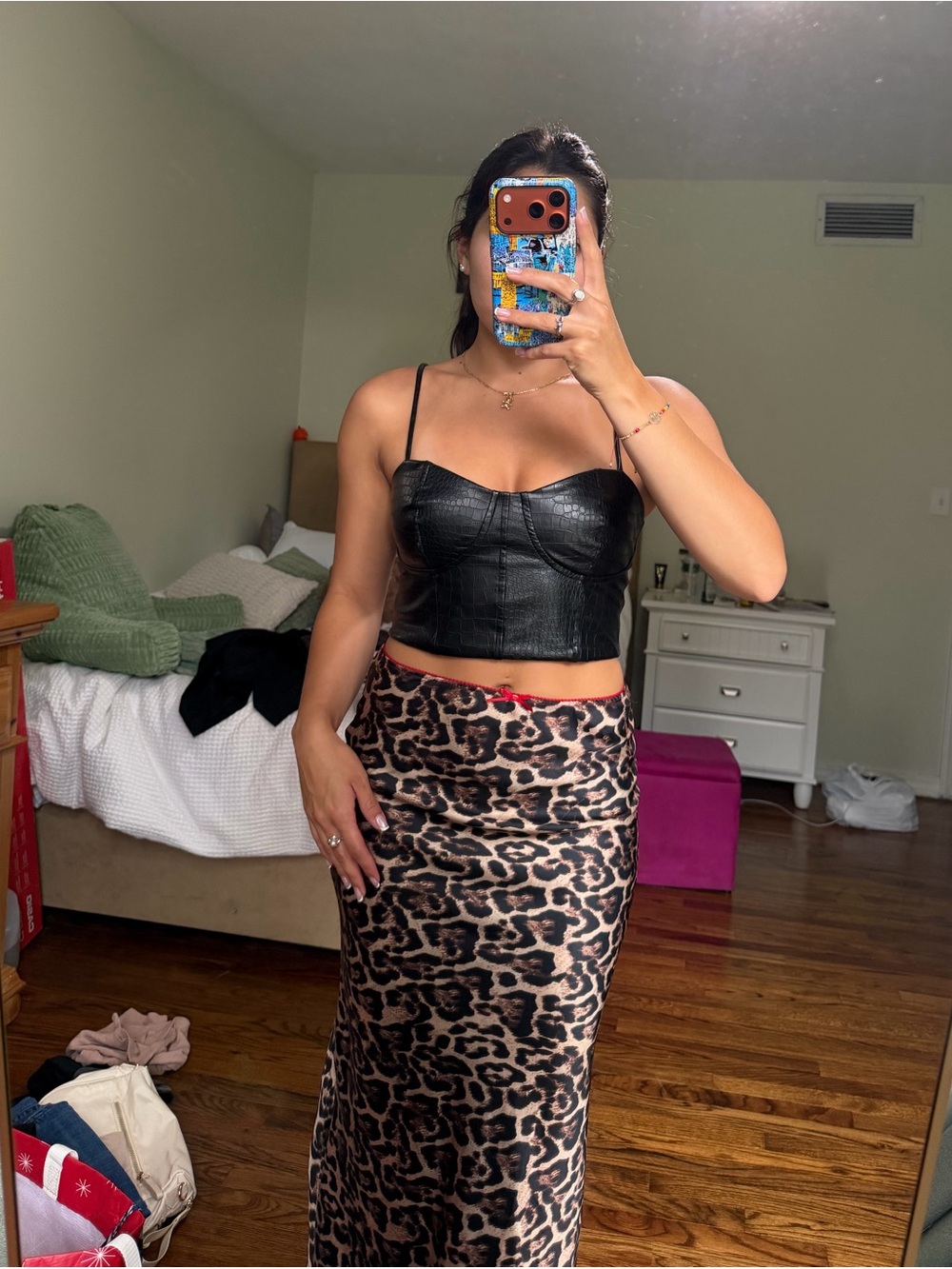 Express Body Contour Faux Leather Corset Cropped Crop Top Small Black